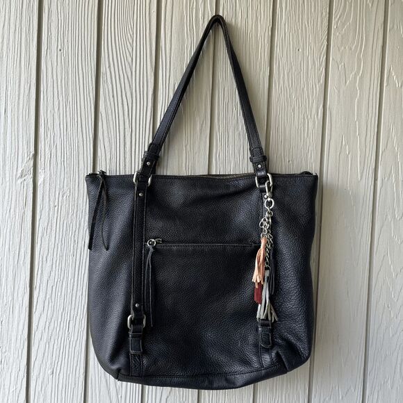 The Sak Palermo Top Grain Black Leather Shoulder Bag Tote Medium - Picture 1 of 11